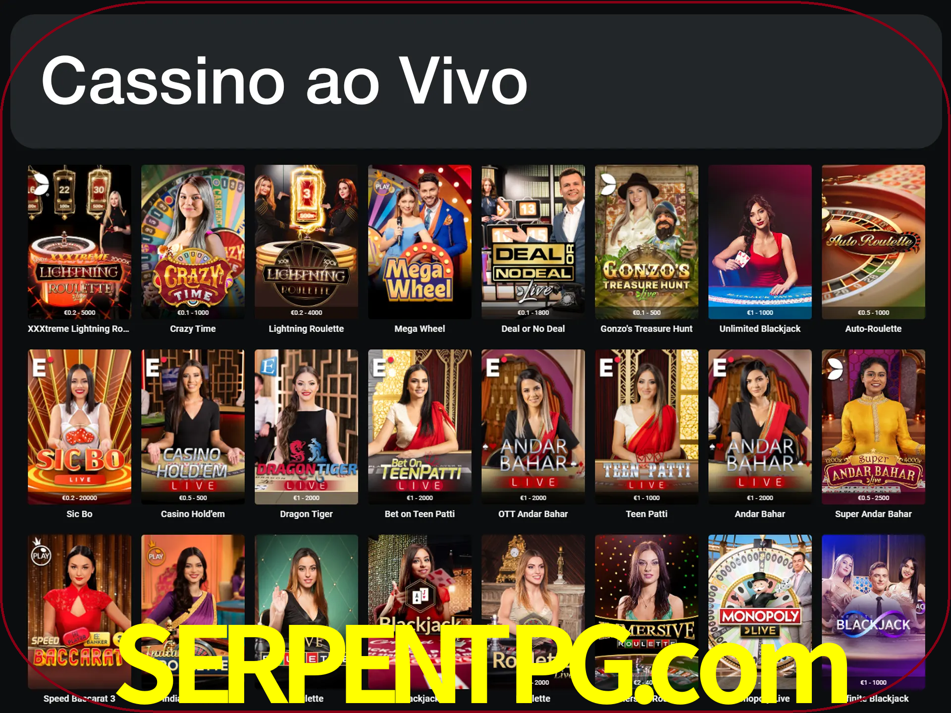Jogue jogos de cassino com um verdadeiro dealer.