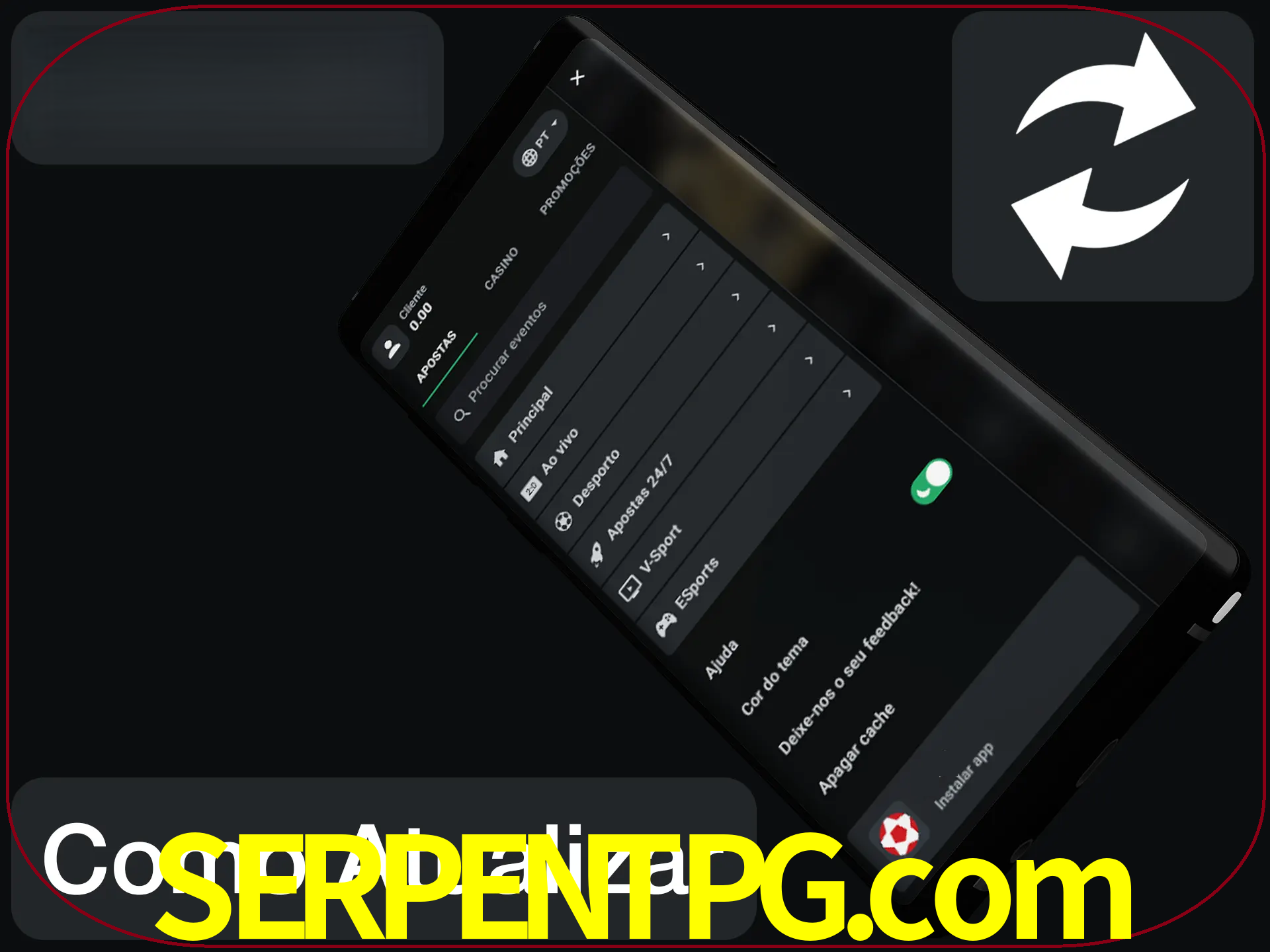 O aplicativo é atualizado automaticamente quando você faz o login.